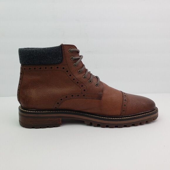 Warfield & Grand Darren Mens Size 8.5 Brown Leather Cap Toe Brogue Boots Shoes main image 4